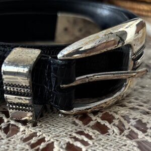 Black Leather Western Belt 36 - 38